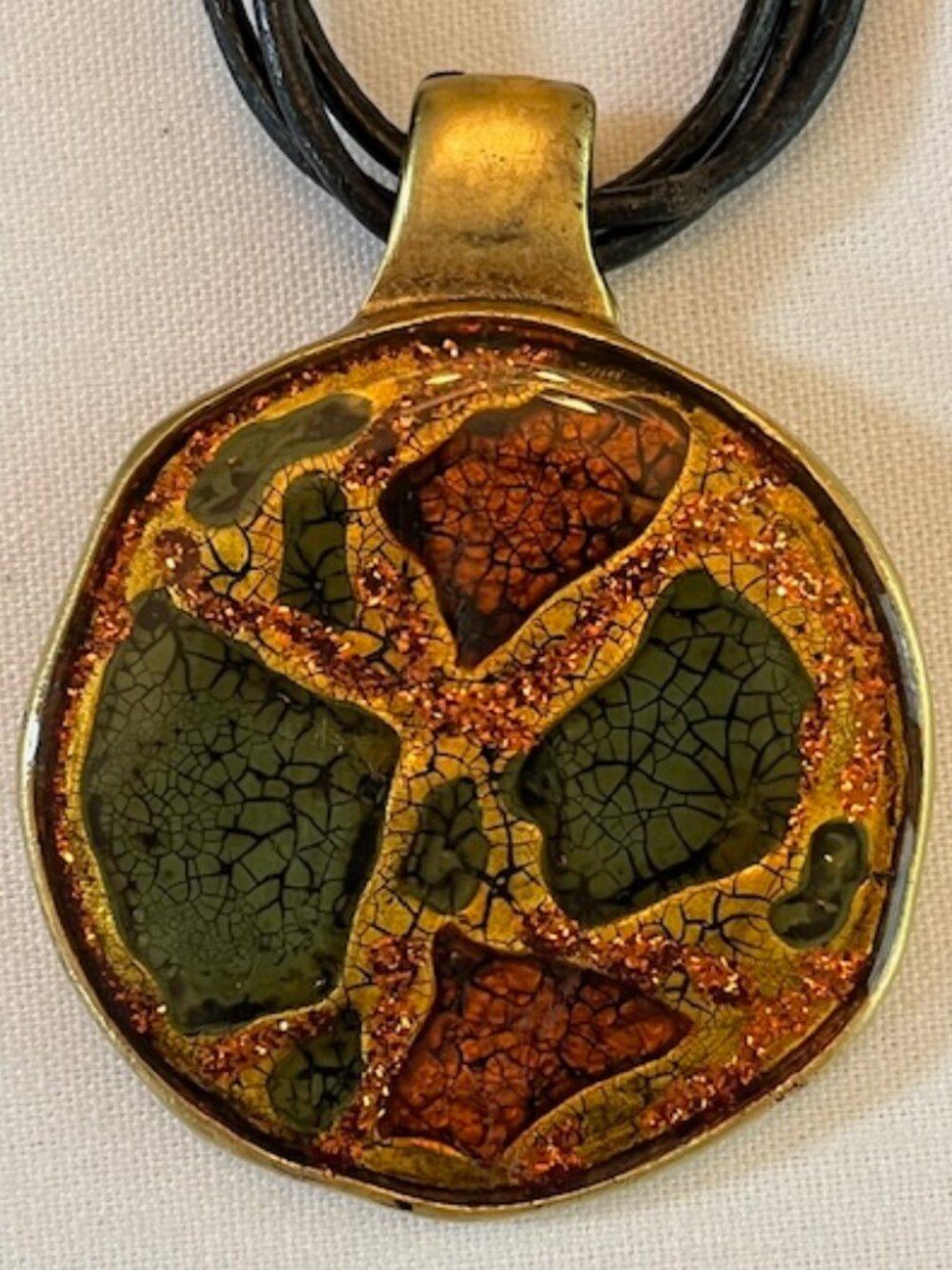 CHICO'S | Enamel Gold/Brass-tone Pendant Necklace Multi-Strand